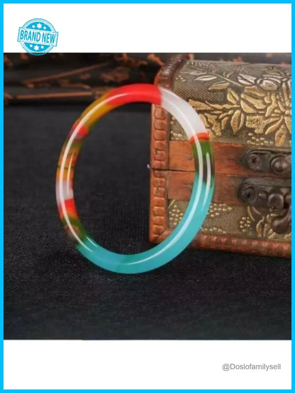 Natural Multicolor Jade Bangle Bracelet - Lucky Charm Stackable Jewelry